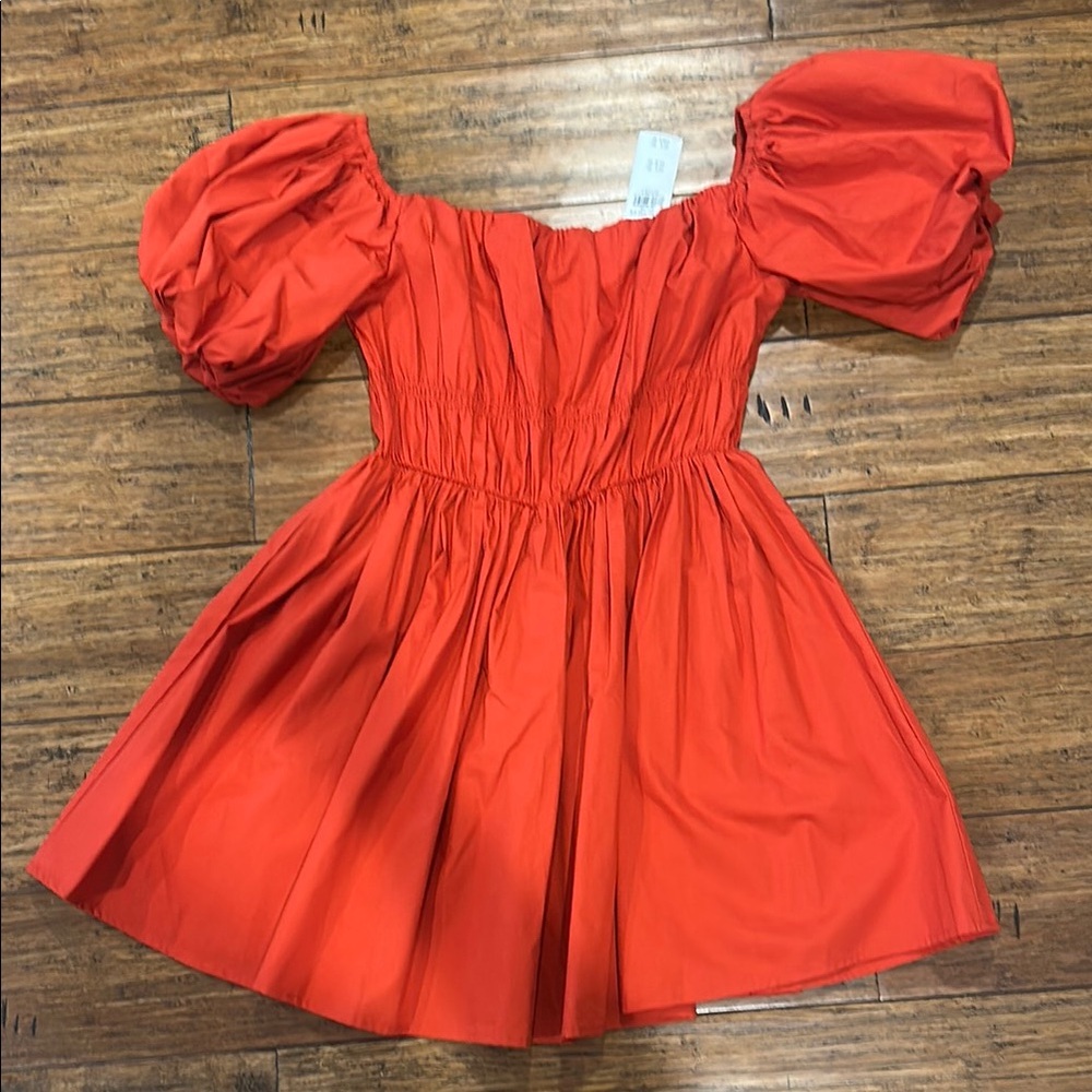 Abercrombie Red/orange Puff Sleeve Dress